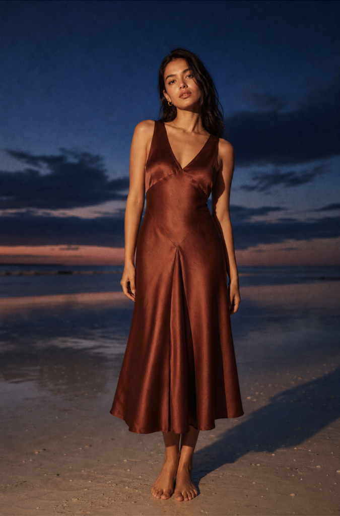 The Panelled Satin Dress date night outfit